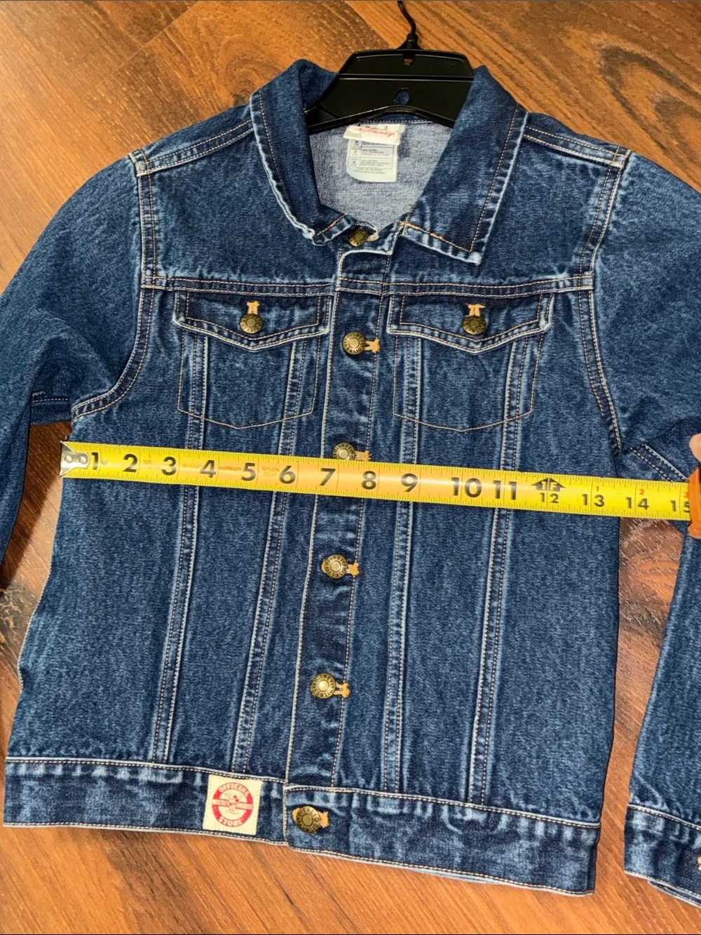 Disney Mickey Mouse Denim JEAN Jacket LARGE Patch Sz 7/8
